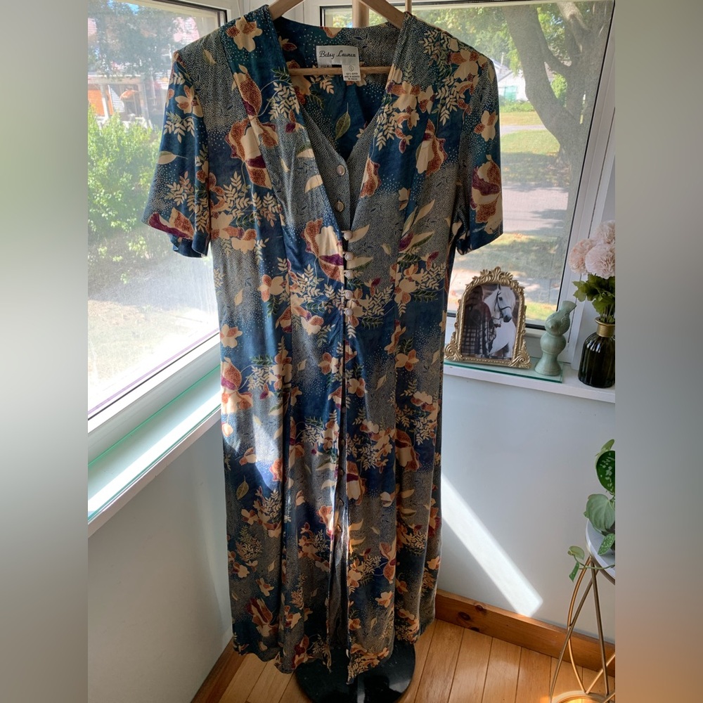 Vintage Betsy Lauren Floral Layered Maxi Dress Short Sleeve Women’s 12